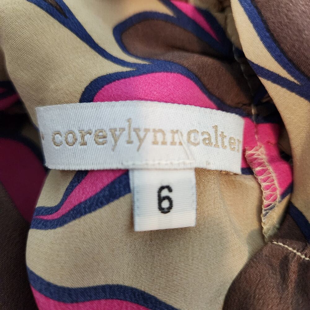 Corey Lynn Calter Silk Mod Print Top Mock Neck - Picture 2 of 7